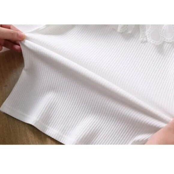 Fashionable Lase Embroidered Flowers Sleeve Sweater, girls 8-10 years, cotton - Picture 3 of 4